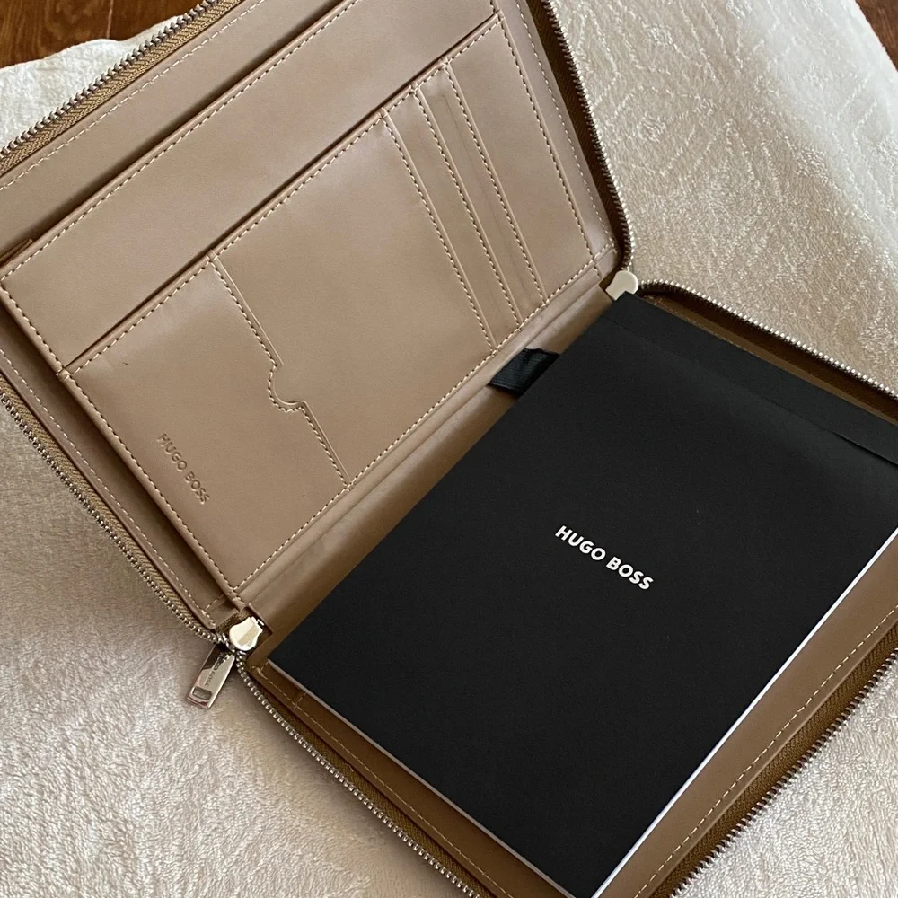 Hugo Boss Tan Leather A5 office folder